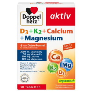 Produktbild von DOPPELHERZ D3+K2+Calcium+Magnesium Tabletten