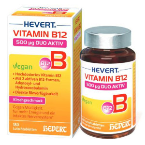 Produktbild von VITAMIN B12 HEVERT 500 &mu;g Duo Aktiv Lutschtabl.
